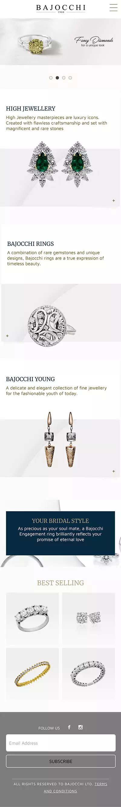 Bajocchi jewellers online store design & development