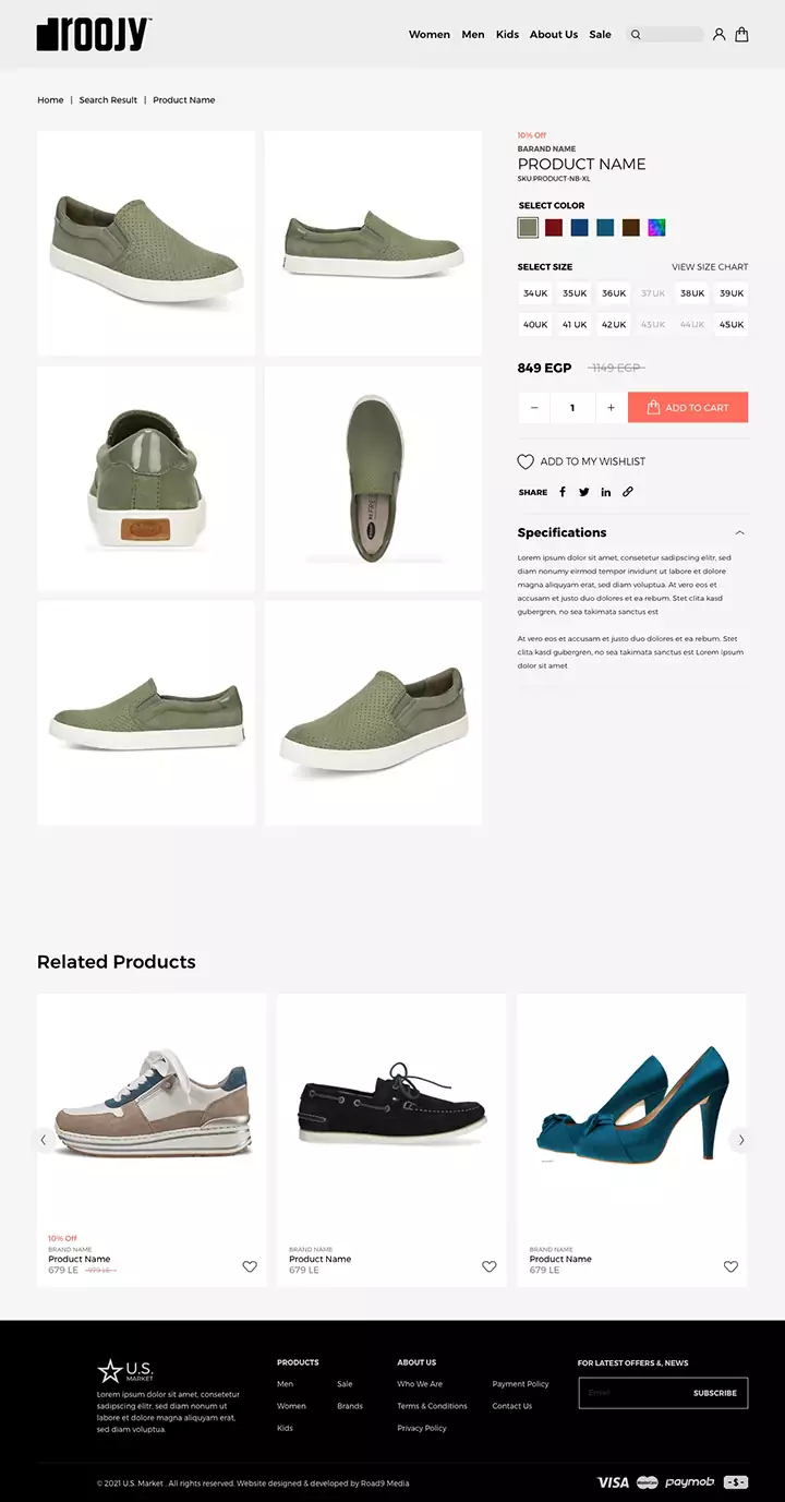 Drooji Online Store UX design