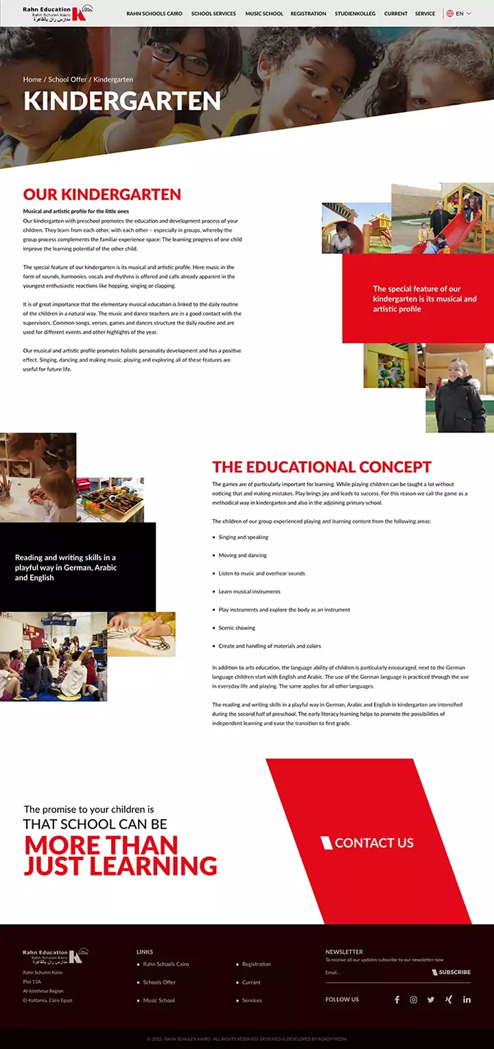 RAHN Education school website design & development