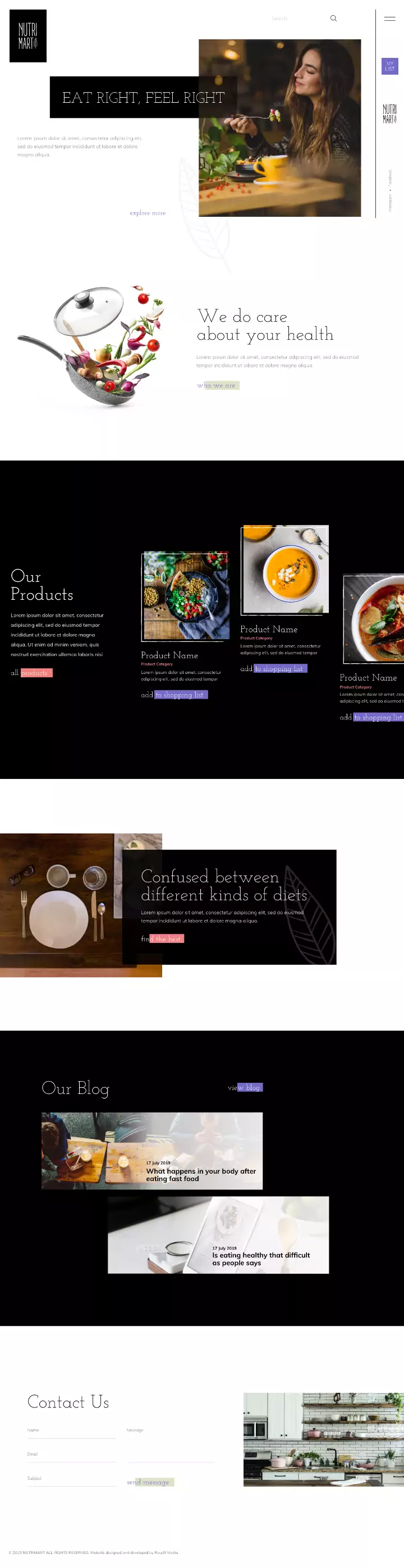 Nutri Mart website & online menu design